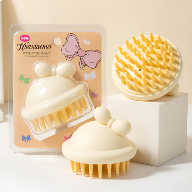 베리후 두피마시지 파스텔 리본 샴푸브러쉬, 1개, 옐로우