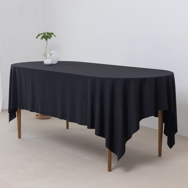 구김없는 무지테이블보 기업박람회 전시회 행사용테이블보 생활방수처리, 블랙, 중(220*155)