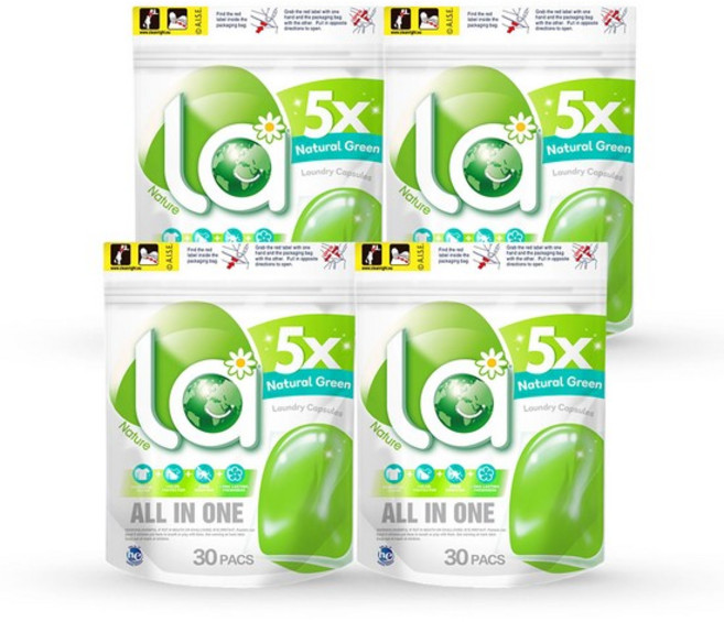 엘에이 올인원 캡슐세탁세제 내추럴그린 30개입 x4개