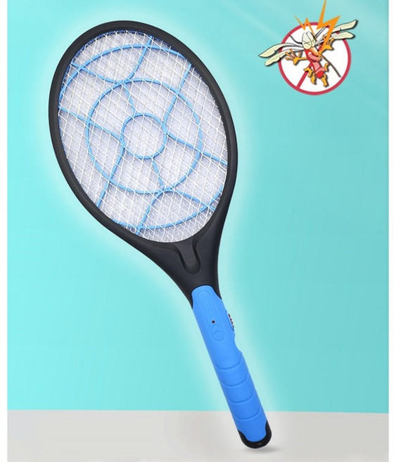 간편한 원 버튼 작동 AA건전지 전기 모기채 파리채