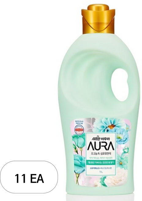 아우라 초고농축 섬유유연제 스모키머스크 자스민 향, 1L, 11개