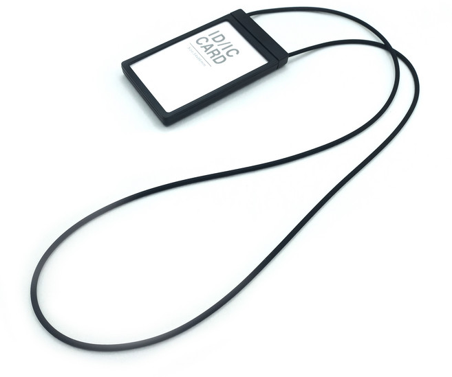 릴 사원증 케이스 ID 목걸이줄 실리콘 명찰 출입증, 1개, 블랙