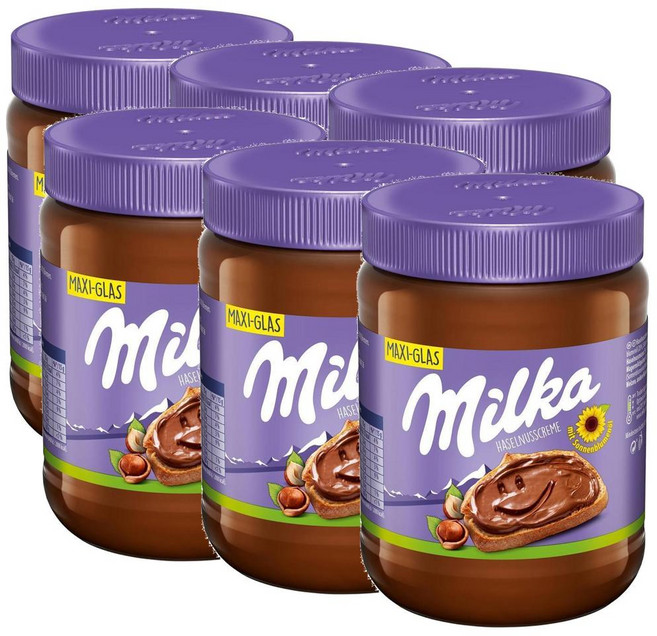 밀카 헤이즐넛 초콜릿 스프레드 잼 Milka Hazelnut Cream, 6개, 600g