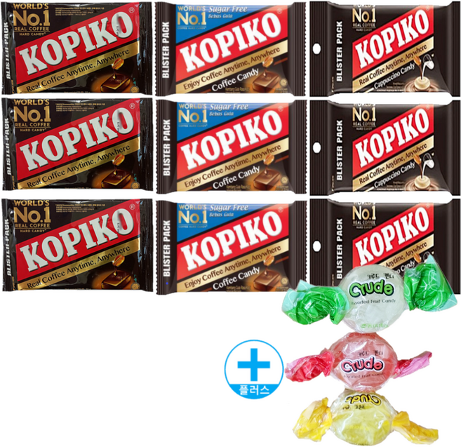 코피코 캔디 3종 세트 커피맛 + 슈가프리맛 + 카푸치노맛 + 크루트캔디 3개, 3세트, 32g