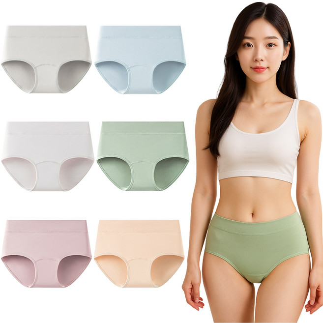FLY Style 여성 순면 팬티 6종 세트 편안한 데일리 속옷