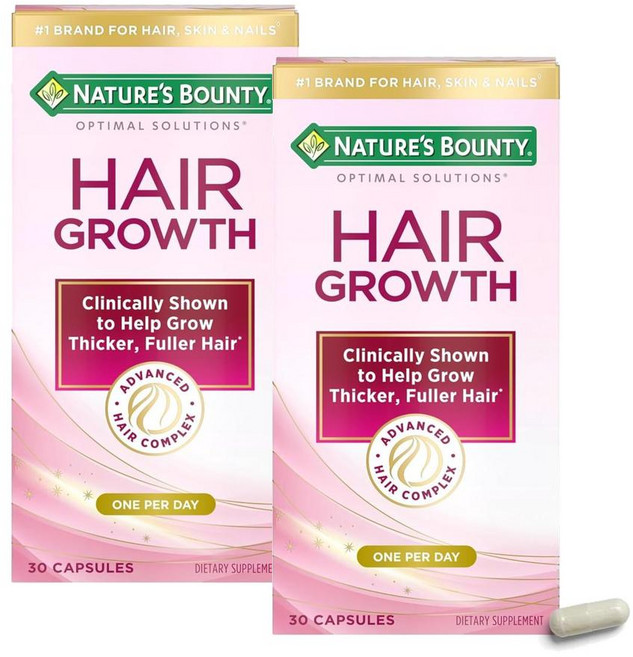 네이처스 바운티 헤어 그로스 비오틴 10000mcg 아르기닌 마그네슘 캡슐 Nature's Bounty Hair Growth Biotin Silicon Arginine, 2개, 30정