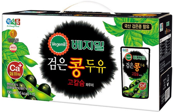 정식품)베지밀 검은콩 고칼슘 두유 파우치 190ml, 45개