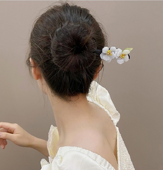 [인기템]꽃비녀 뒤꽃이 벚꽃핀 중전비녀 똥머리 한복 웨딩 올림머리 쪽머리 비녀