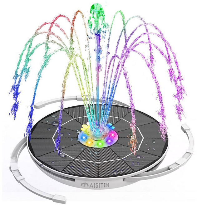 6 5W 태양열 분수 펌프 5000mAh 배터리 내장 연못 정원용 LED 조명, 6.5w