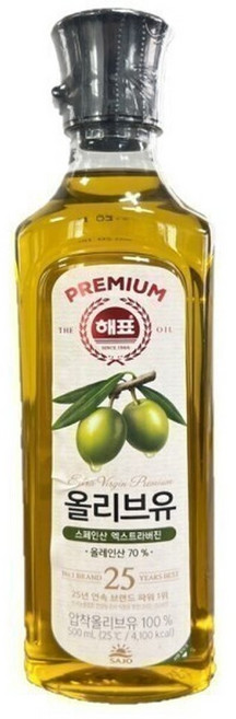 사조 해표 압착 올리브유 500ml x, 1개