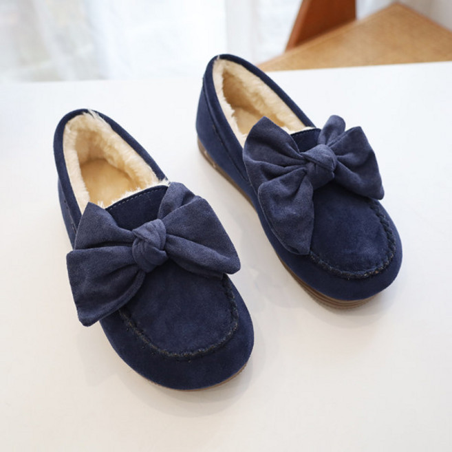 여성 레드플랫 뽀글이 플랫 슈즈 리본 스웨이드 겨울