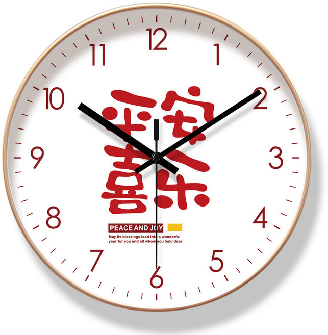 VANLUEE 掛鐘 鐘錶掛錶掛鐘 臥室 客廳, 超靜音-藍芯鍾6440-B金框10英寸:如圖