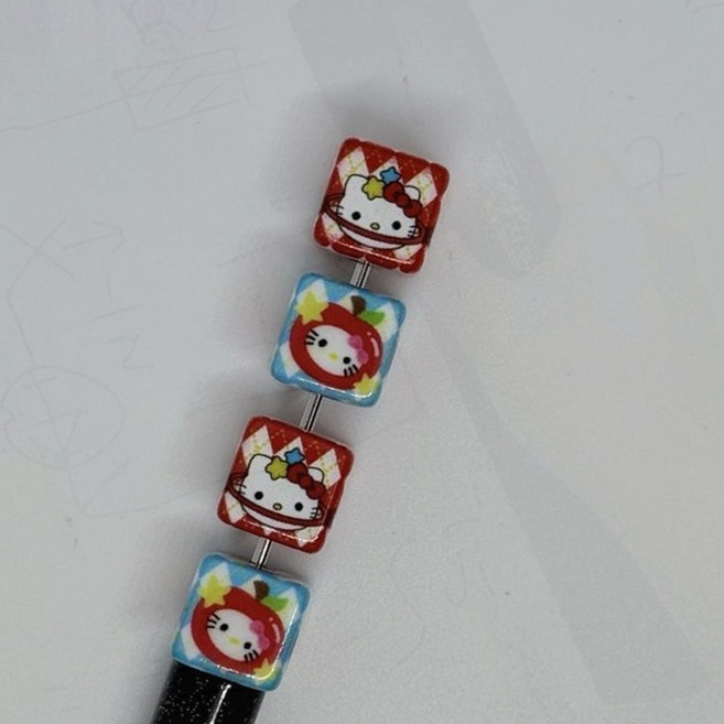 볼펜꾸미기 DIY 큐브 사각 펜장식 비즈 볼꾸 문구 부자재 캐릭터 장식, 1개, 상세페이지 참조