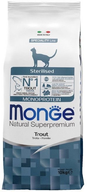 Monge 瑪恩吉 幼貓配方 雞肉乾糧 10kg, 1個, 結紮貓配方 鱒魚 10kg