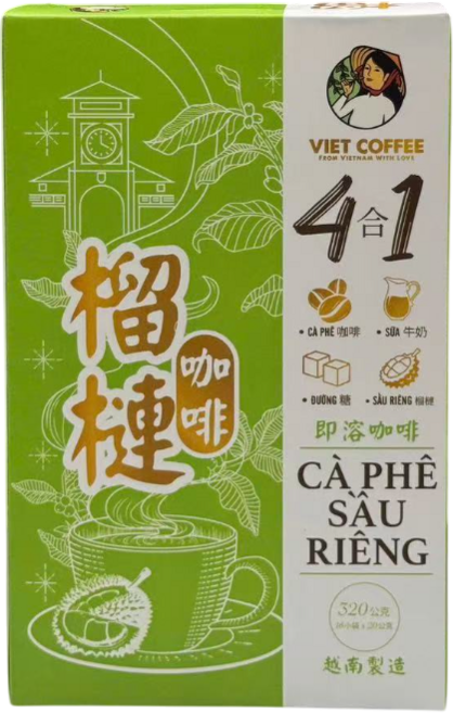 VIET COFFEE 越南榴槤即溶咖啡 4合1 香濃滑順, 20mg, 1個, 16個裝