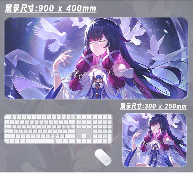 원신 콜롬비나 동인 마우스패드 키보드 장패드 두께 5mm, 패턴 09, 800x400mm