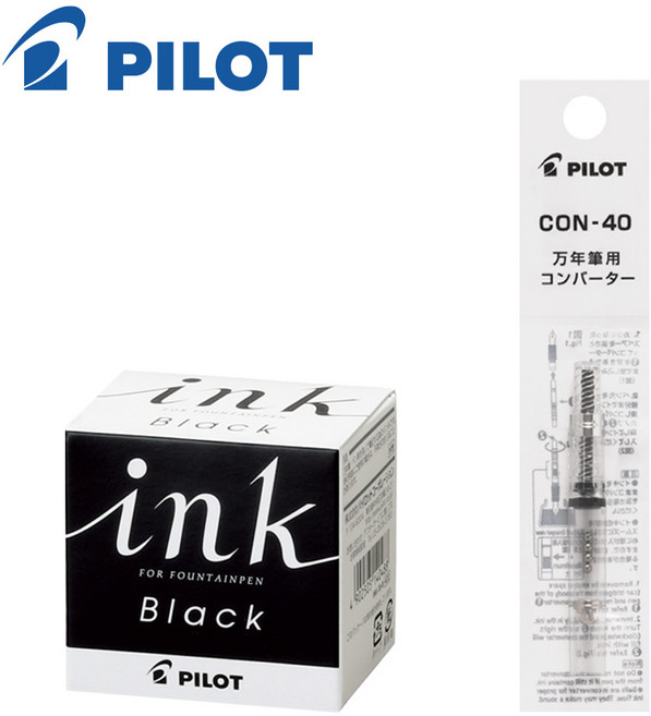 파이롯트 병잉크 30ml+컨버터 세트, (INK-30 1개+CON-40 1개), 1세트, 블랙