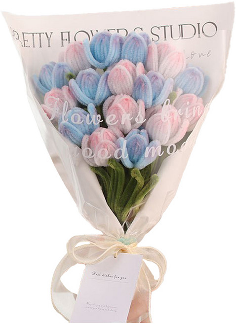 달달플랫폼 DIY 모루 꽃다발 만들기, 1개, 화이트+블루