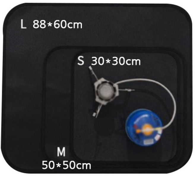 콜럼버스 캠핑 방염포 방염 매트 화로대 방열 시트 난로 화재예방 실리콘코팅 사각, 1개, 블랙_S(30*30cm)