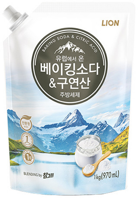 참그린 베이킹&구연산 주방세제 1kg리필/용기, 1kg, 3개