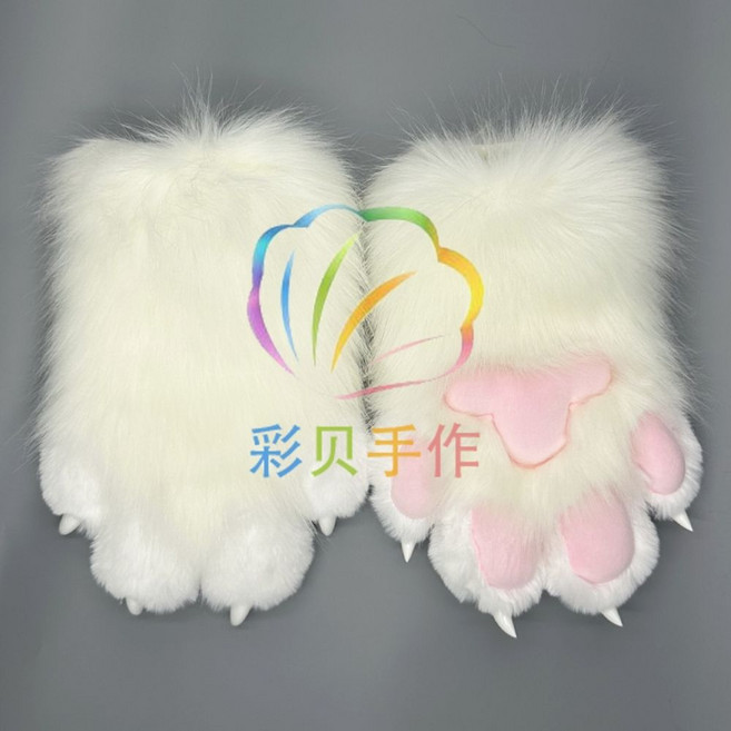 퍼슈트손 고양이 손톱 올 없음 공연 코스튬 고양이손 발톱 분장 동물장갑 손톱 화이트+핑크, A. 못도 없고 삐걱거리는 소리도 없어요, X. 재료 패키지색상 지정 가능 기본값은 흰색