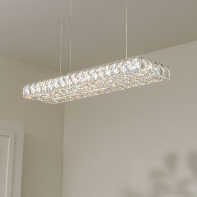 6인식탁등 국산 LED 크리스탈 일자 4인 식탁등