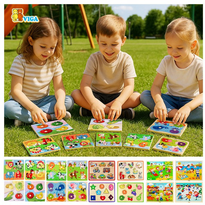 [VIGA] 원목 꼭지 퍼즐 17종 / "두뇌 회전이 시작되는 작은 조각의 기적", 6. 베베 꼭지 퍼즐 - 가축, 1개