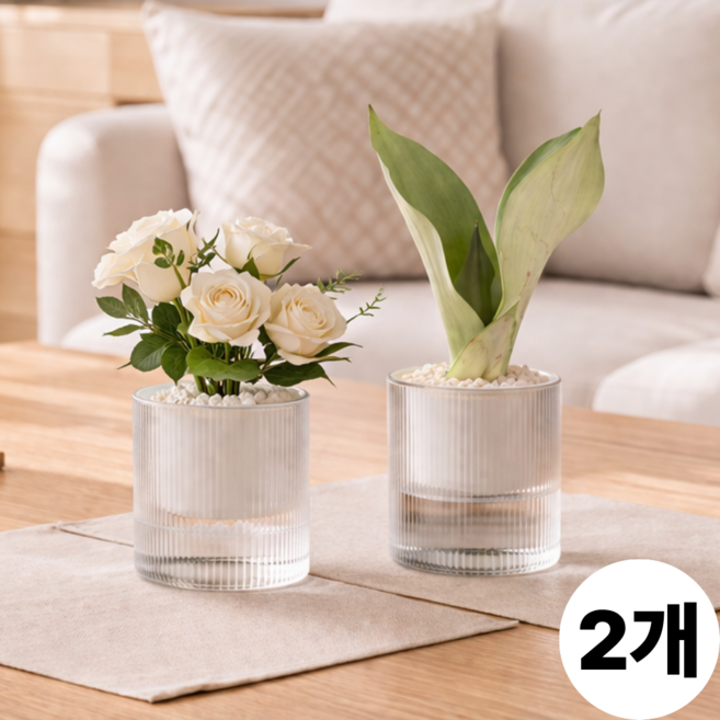 모와다온 자동급수 저면관수 화분, 2개, 화이트