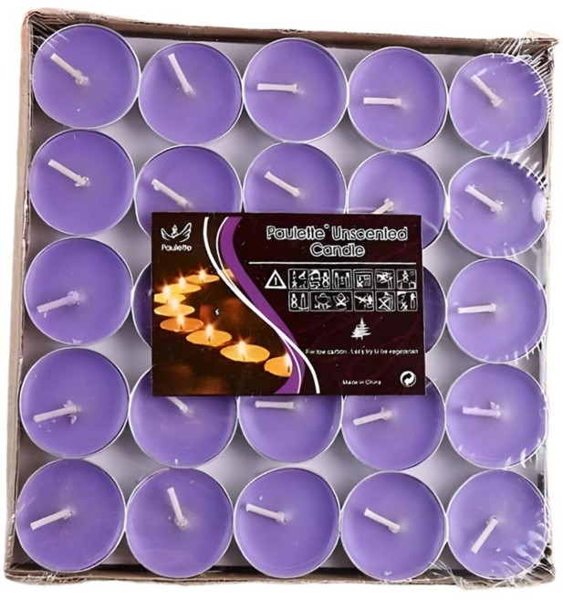 YUANREN浪漫 盒裝 - 無煙蠟燭, 50件, 8ml, 圓型紫色-無味