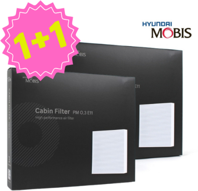 현대모비스 쏘렌토 에어컨히터필터 1+1 순정형 초미세먼지 99%필터링 PM0.3 E11, 2개, 쏘렌토MQ4(2020~)
