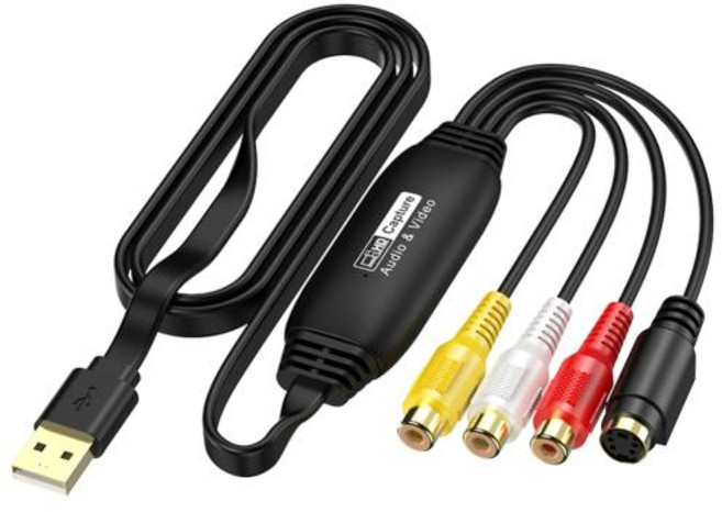 USB 비디오 캡처 카드 VHS VCR TV DVD USB-AV 비디오 캡처 어댑터 RCA-USB 비디오 변환기PC용, 1m, female connector, 1개