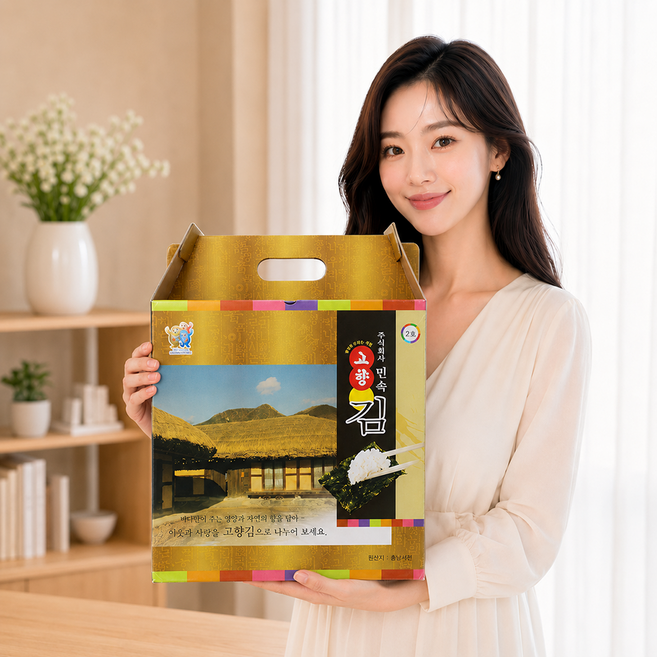민속고향김 명품 2호(15봉) 선물세트(국내산 고급 원초를 사용하여 어머니의 정성으로 바다의 향을 담았습니다), 1박스