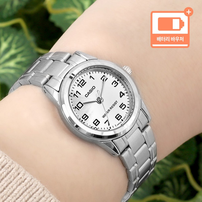 카시오 시인성 좋은 슬림 데일리 미니 아날로그 심플 생활방수 남녀 커플 시계 + 배터리 바우처