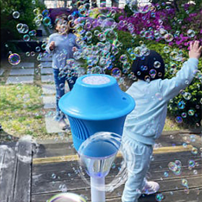 토이즈데이 3단 높이 조절 파티 비눗방울 LED 가든 스탠드 버블건 어린이 단체 장난감 선물, 1개, 블루
