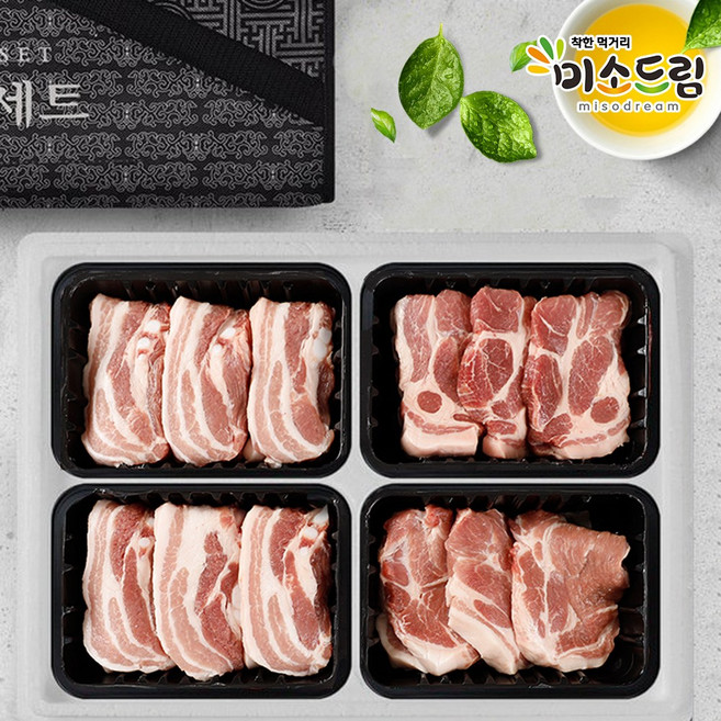 보성녹돈 죽향본구이세트 1호 (삼겹살 400Gx2 + 목살 400Gx2), 800g, 2개
