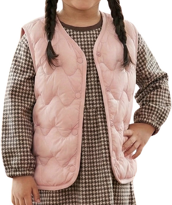 아동 겨울 퀄팅 방한조끼 경량 보온 파스텔 톤