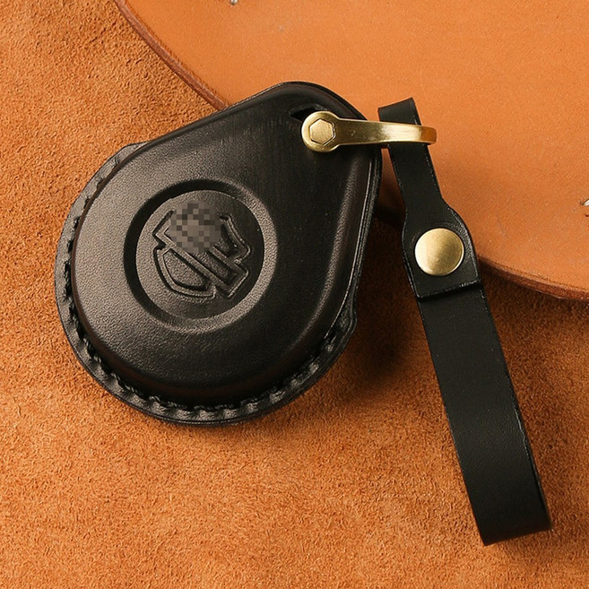 할리 스마트키 가죽 키 커버 키링, 1개, 블랙
