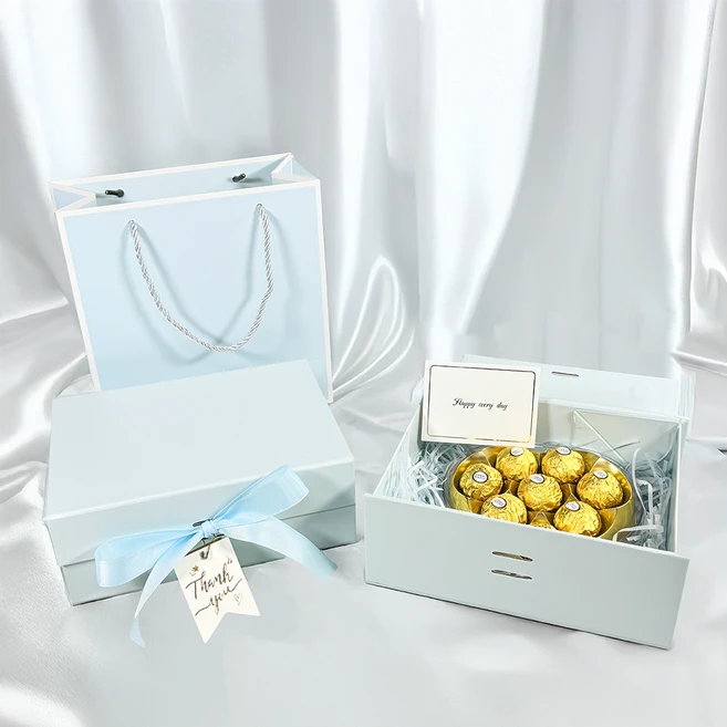 올리스트 쇼핑백 스타핑 선물 박스 소형, 블루, 1개 - 쿠팡