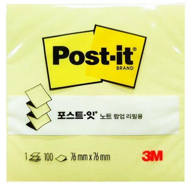 포스트잇 노트 팝업 리필용 알뜰 세트 KR330-5, 노랑, 5세트
