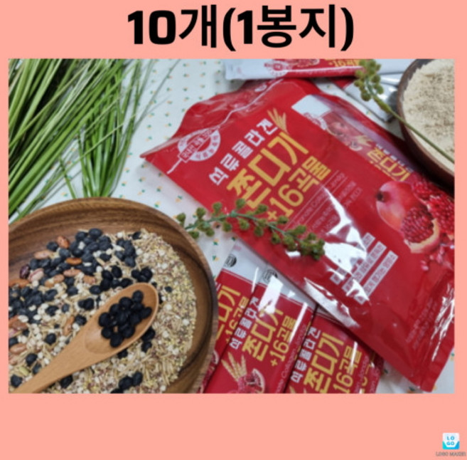 [JS푸드] 10개(1봉지) 석류콜라겐쫀디기+16곡물, 1개, 200g