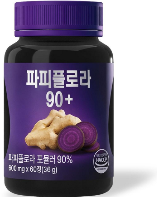 파피플로라 90+ 흑 마늘 생강 추출물 식약처인증 100% 대용량, 2개, 60정