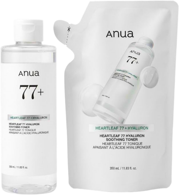 [NEW/리뉴얼] 아누아 어성초 77 히알루론산 수분 진정 토너+리필 기획세트, 2개, 350ml