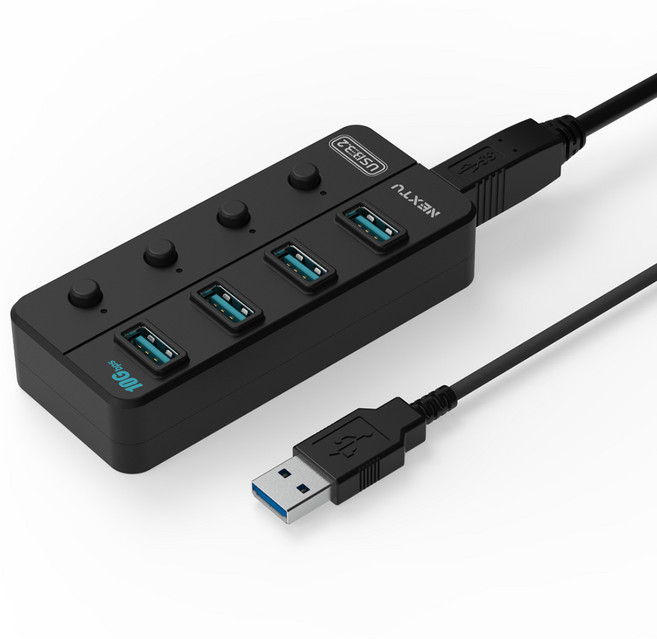 넥스트유 NEXT-813U3NP-10G USB3.2 GEN2 10G 4포트 무전원 USB허브, 기본, 1개