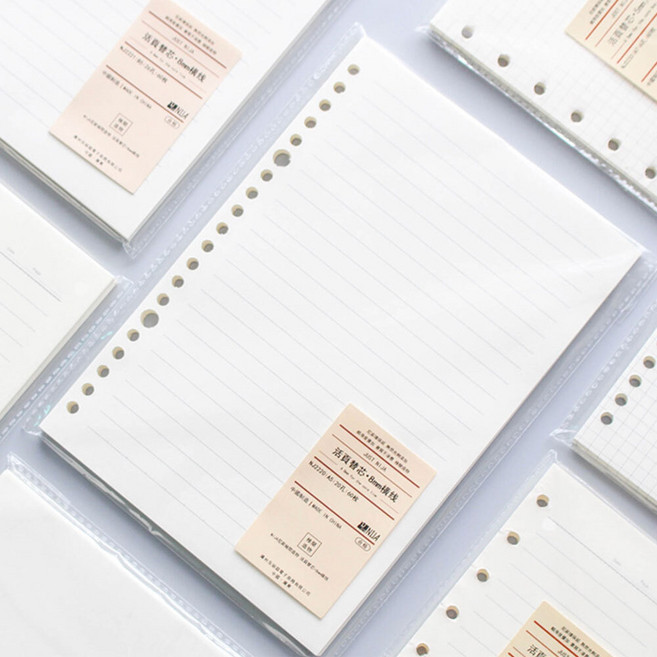 pocapoca 바인더 스프링 노트 루즈리프 리필용 속지 60매 A5, 3개, B5/가로줄