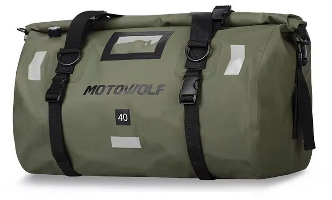 모토울프 방수 드라이백 PVC 더플백 40L 오토바이 여행 물놀이 낚시 리어 모토 캠핑 가방, Black(검정)