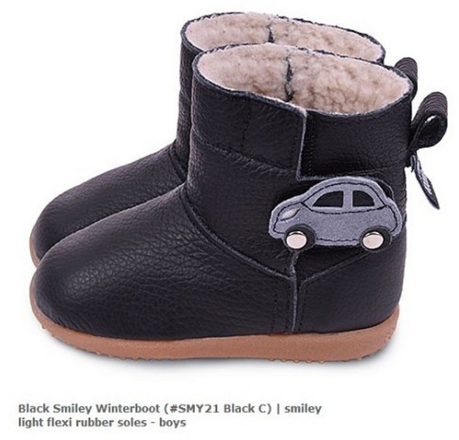 shooshoos 英國 手工童靴 黑色小汽車 冬靴