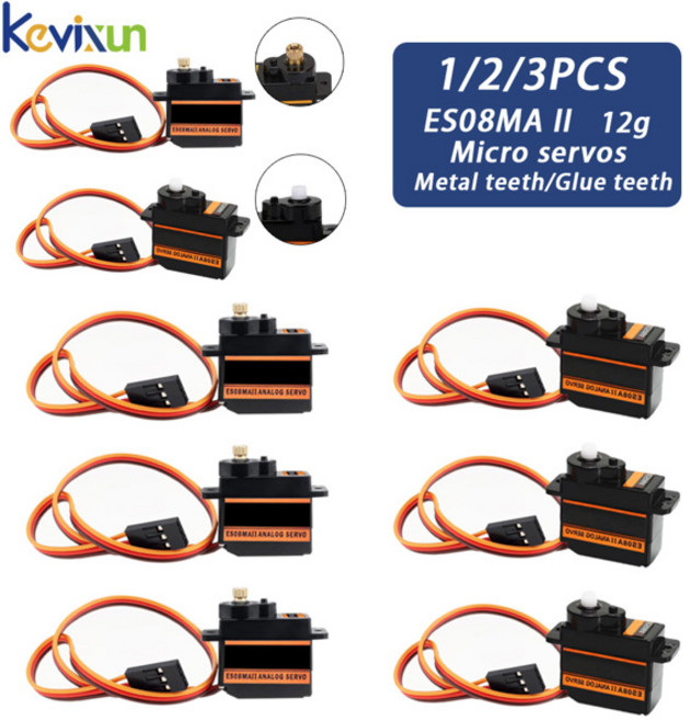 3/1PCS EMAX ES08MA ES08MAII 12g 미니 메탈 기어 아날로그 서보 Rc 취미 자동차 보트 헬리콥터 비행기 로봇, [06] Metal teeth 2pcs