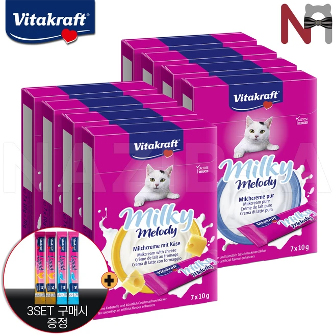 비타크래프트 밀키멜로디 7g X 10p, 70g, 8개, Mix 콤보, 8팩믹스 (치즈4팩+퓨어4팩) - 쿠팡