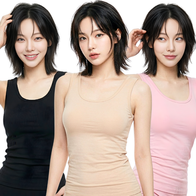 [공식] BYC 순면 여성 런닝 실켓 민소매 여자 나시 이너 연분홍 핑크 살색 스킨 검정색 주니어 빅사이즈 BYT3633