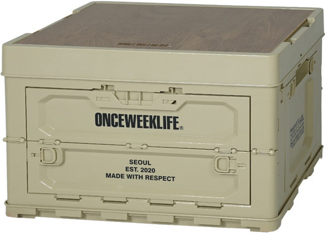 원스위크라이프 아웃도어 캠핑테이블 폴딩박스 4면 멀티 오픈형, 베이지